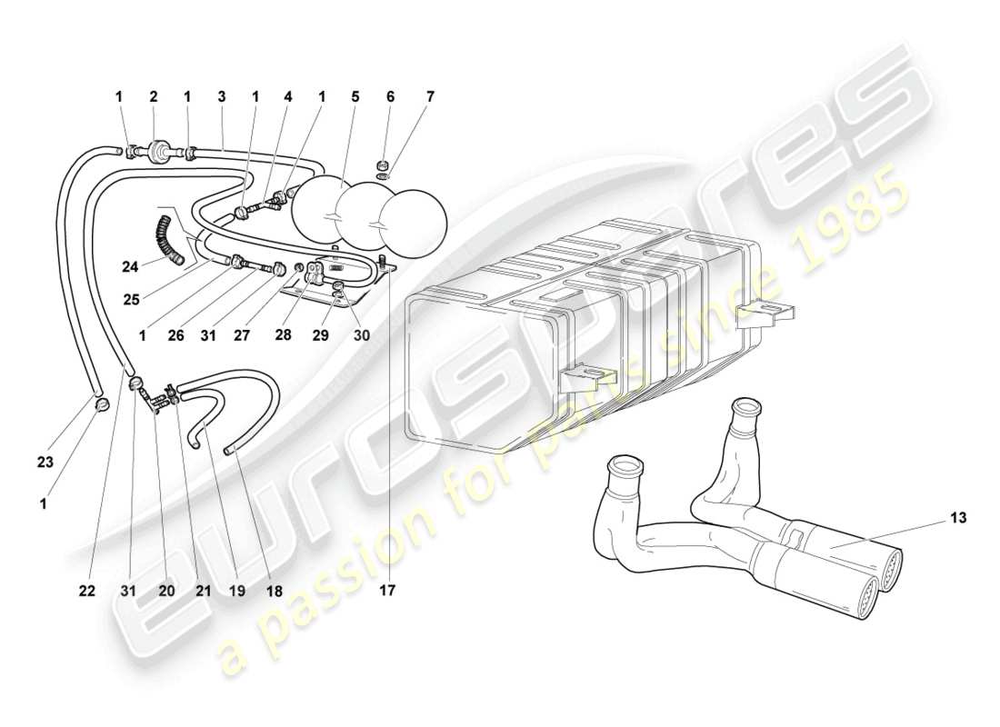 lamborghini murcielago roadster (2005) vacuum system parts diagram