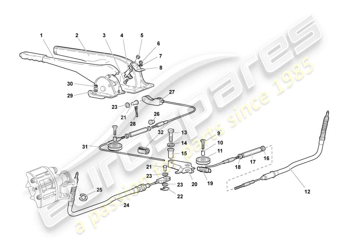 lamborghini murcielago coupe (2002) brake lever rhd parts diagram