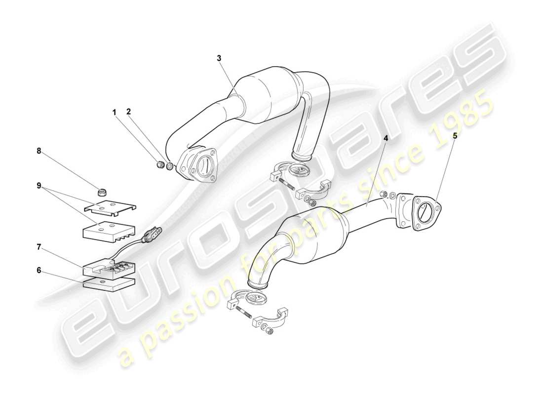 lamborghini murcielago roadster (2005) exhaust system part diagram