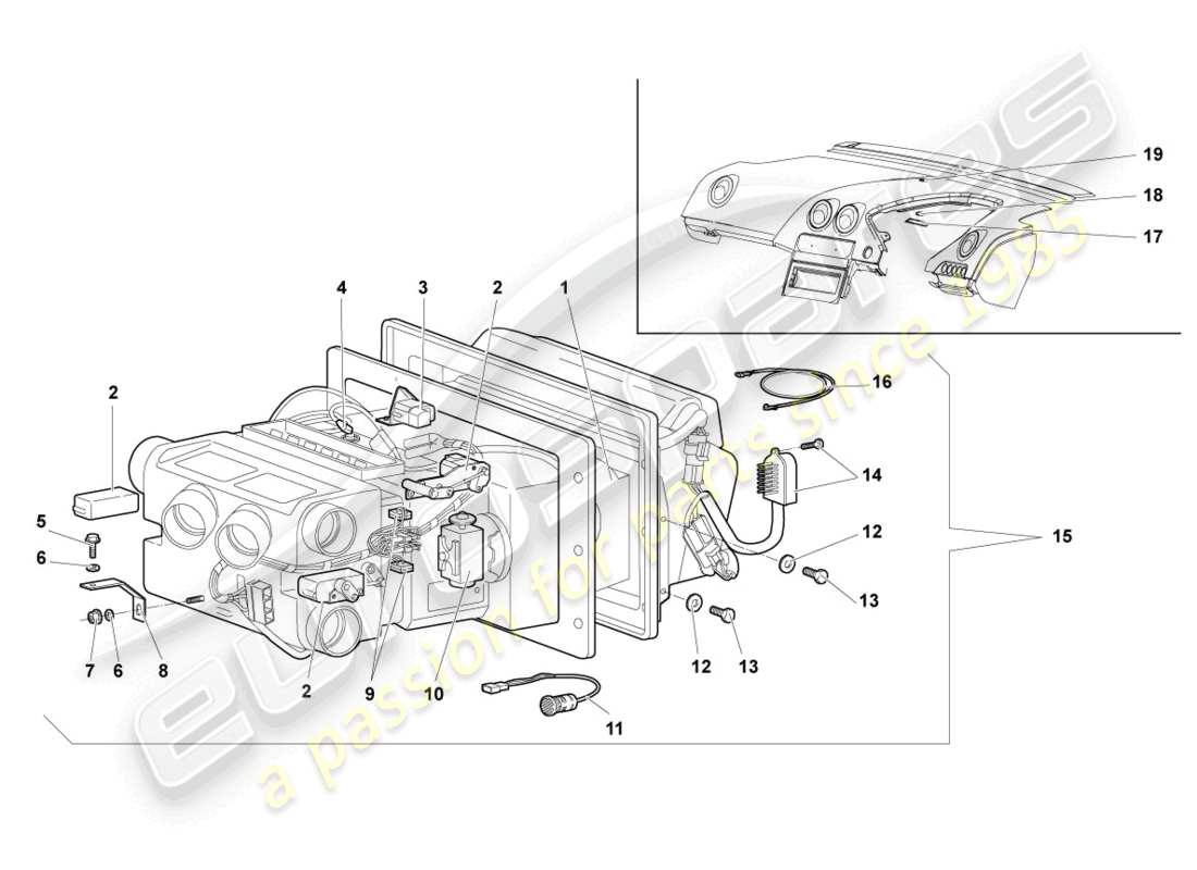 lamborghini murcielago coupe (2003) air conditioning rhd parts diagram