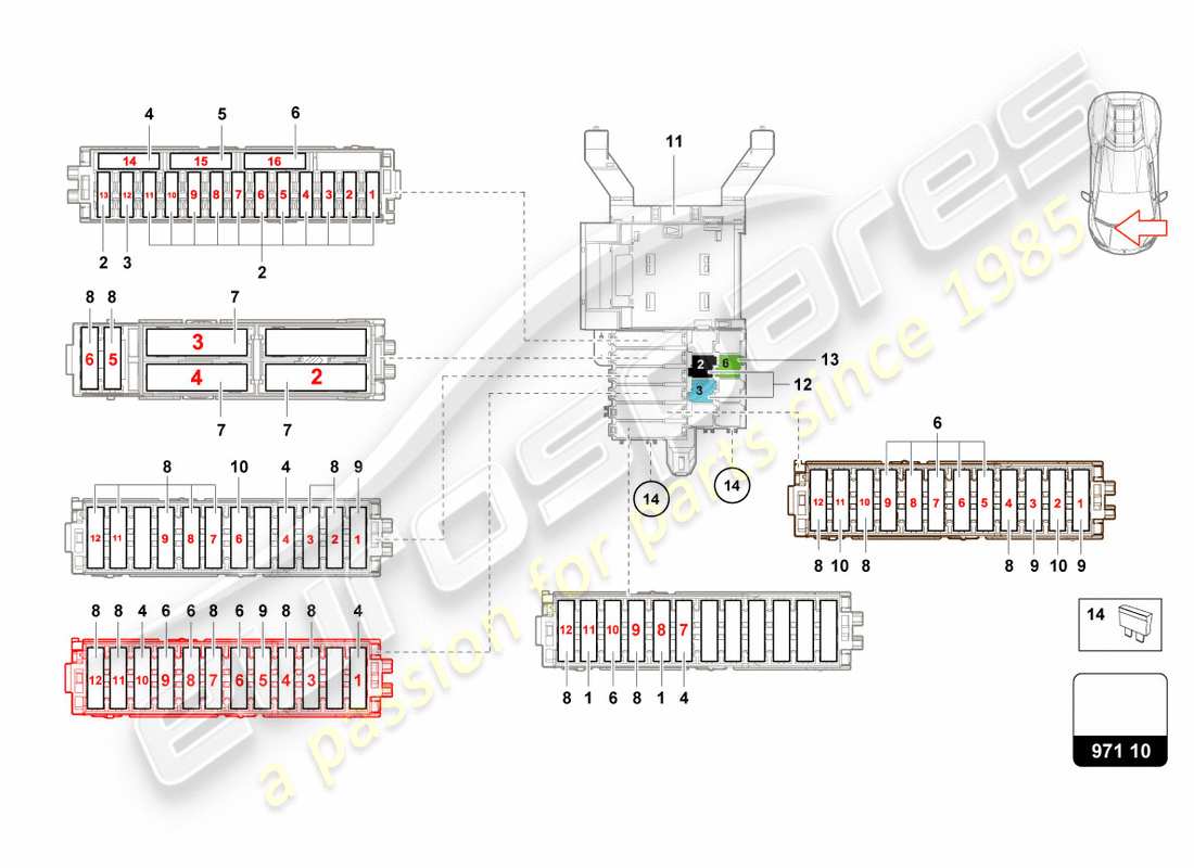 lamborghini performante spyder (2019) fuses passenger side parts diagram