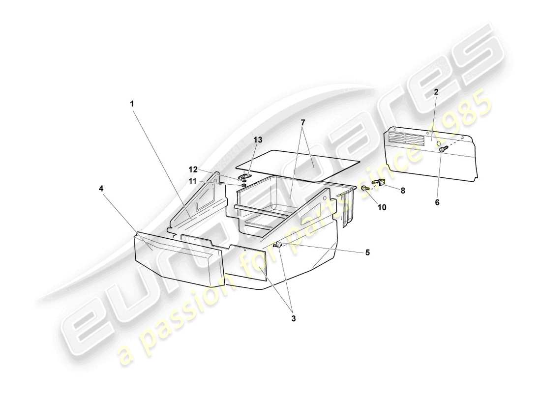 lamborghini murcielago coupe (2005) luggage boot trims parts diagram