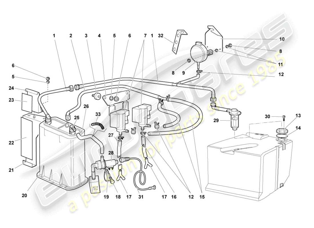 lamborghini murcielago roadster (2006) activated charcoal container part diagram