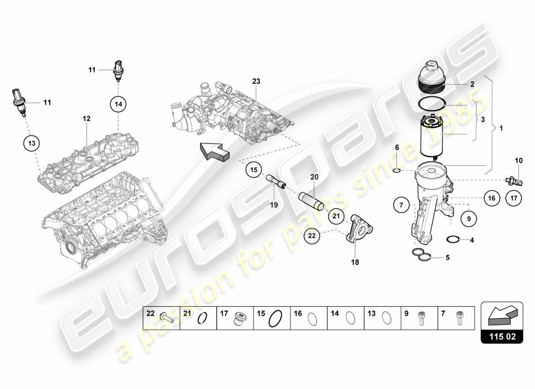 lamborghini lp580-2 spyder (2017) oil filter element part diagram