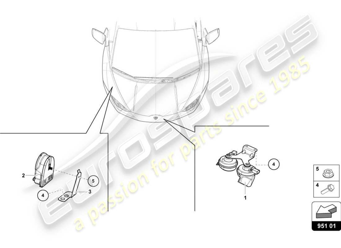 lamborghini lp580-2 coupe (2016) signal horn part diagram