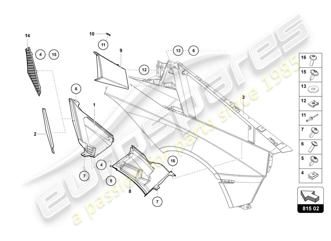 lamborghini lp740-4 s coupe (2020) air intake trim plate parts diagram