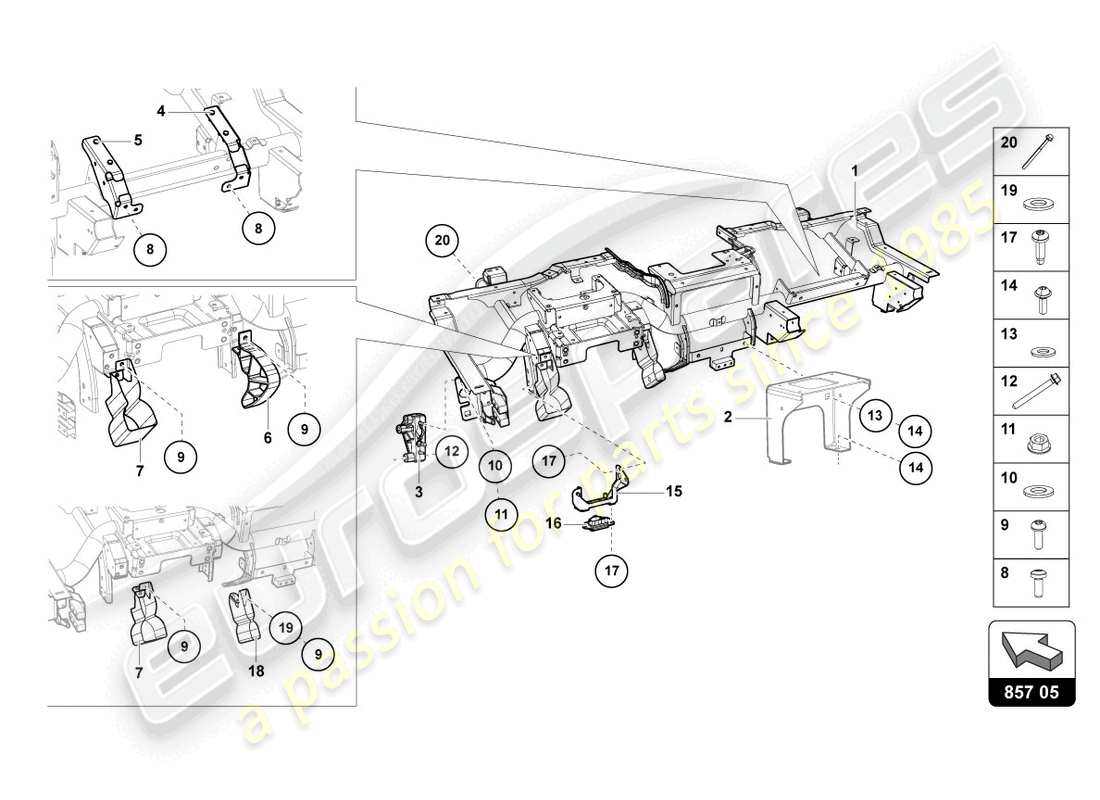 lamborghini lp750-4 sv roadster (2017) cross member part diagram