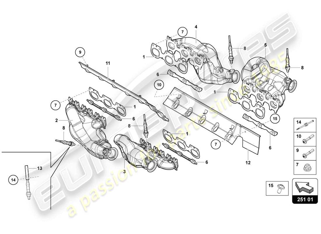 lamborghini lp720-4 coupe 50 (2014) exhaust system parts diagram