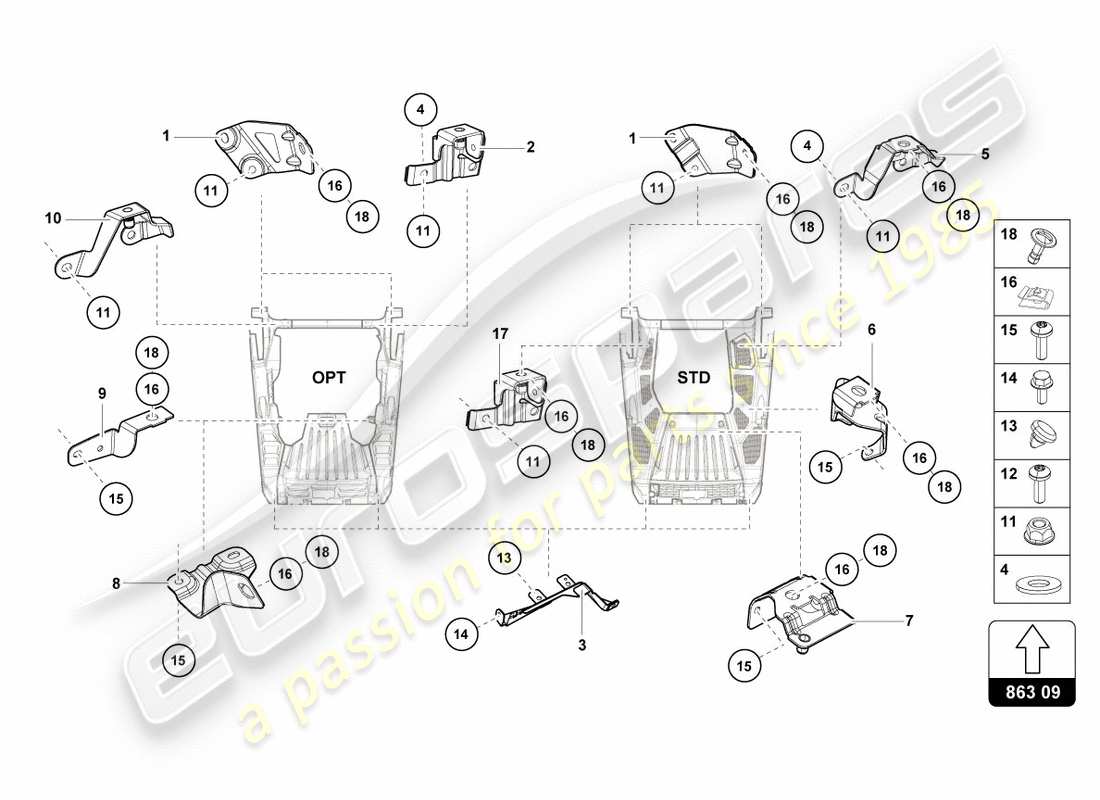 lamborghini performante coupe (2018) securing parts for engine parts diagram