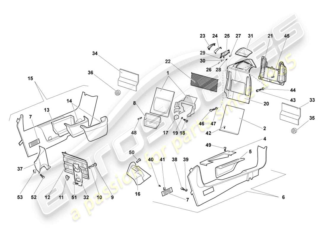 lamborghini murcielago roadster (2006) pillar trim parts diagram