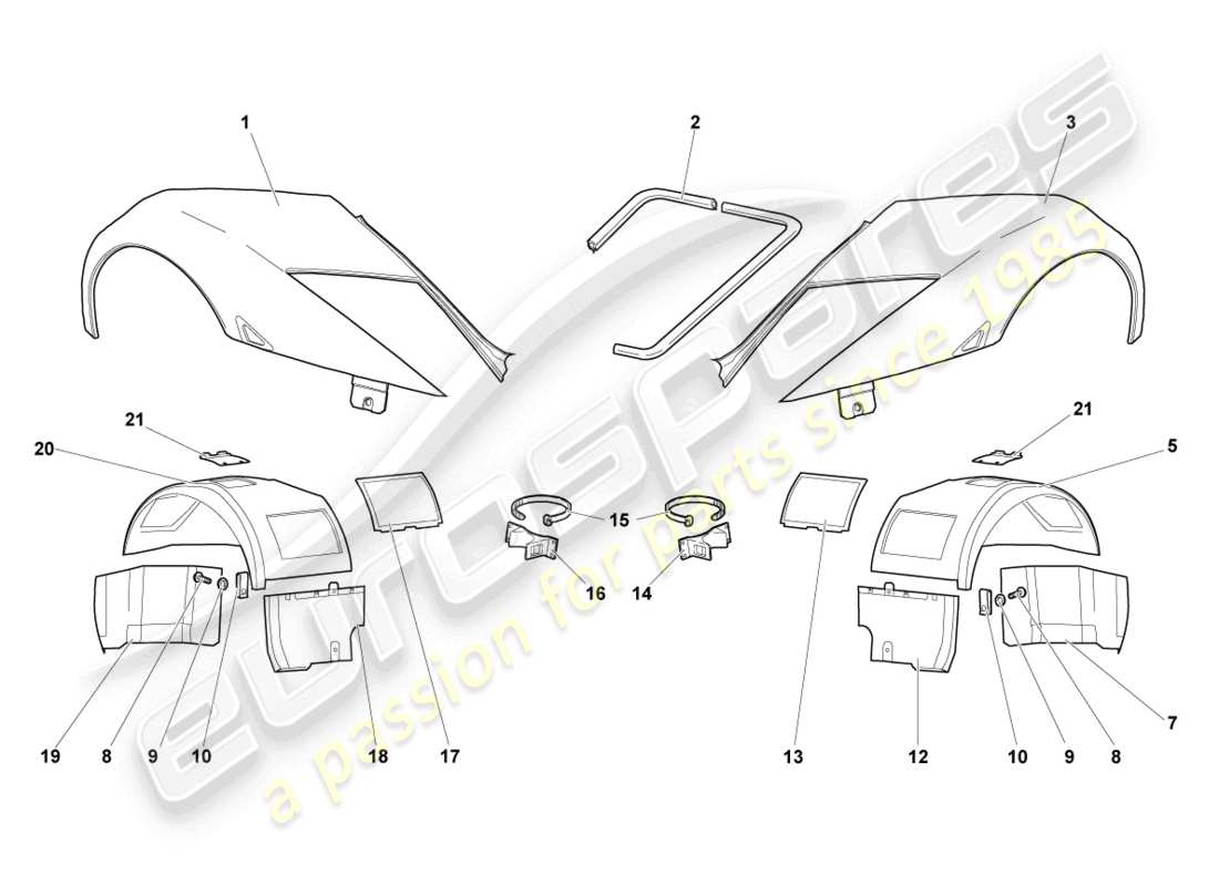 lamborghini murcielago coupe (2005) wing front part diagram