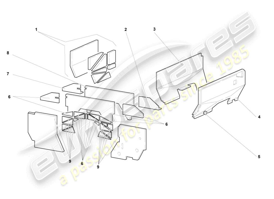 lamborghini murcielago coupe (2005) heat shield part diagram