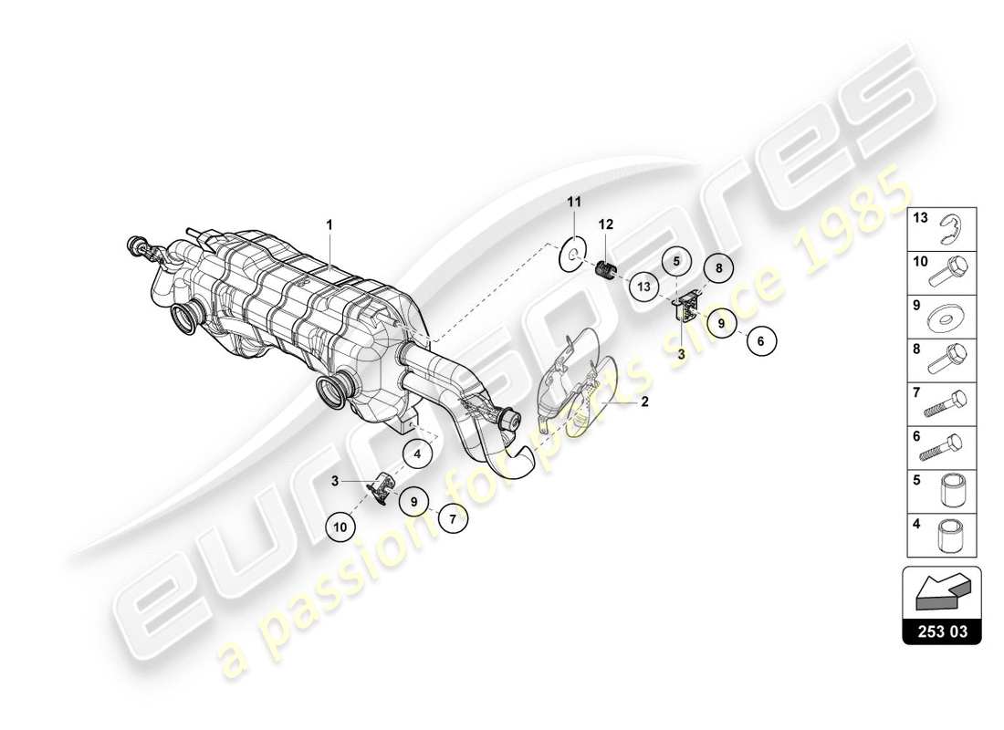 lamborghini lp580-2 spyder (2016) rear silencer part diagram