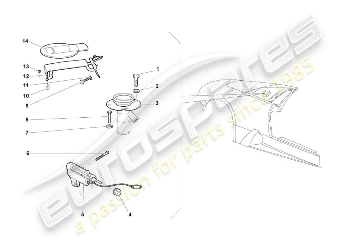 lamborghini murcielago roadster (2005) fuel filler flap part diagram