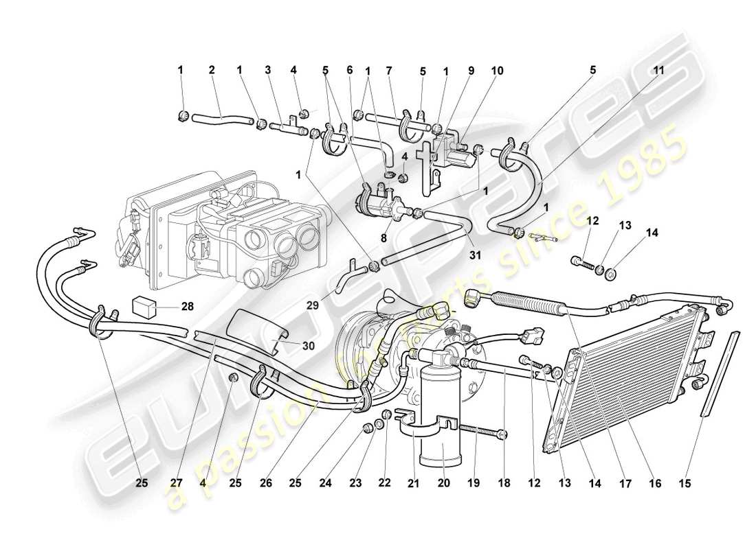 lamborghini murcielago roadster (2006) a/c condenser parts diagram