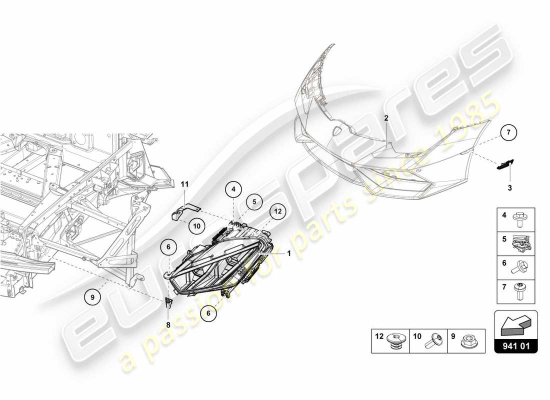 lamborghini lp600-4 zhong coupe (2015) led headlight front part diagram