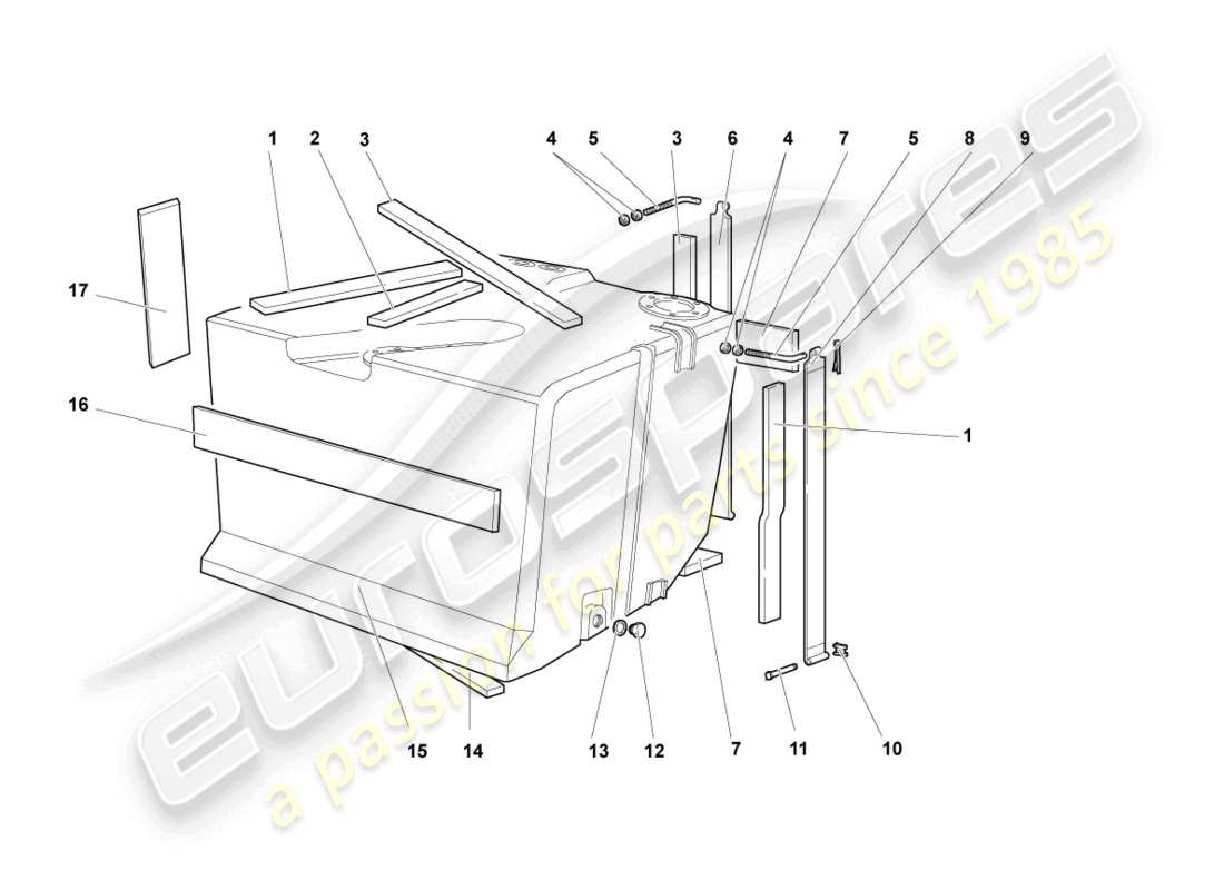 lamborghini murcielago coupe (2004) fuel tank with attachments part diagram