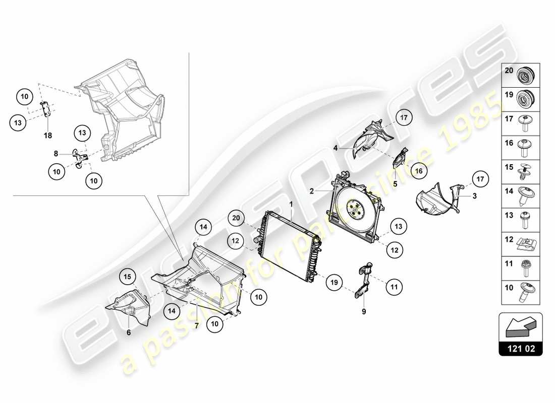 lamborghini lp610-4 avio (2016) cooler for coolant front parts diagram