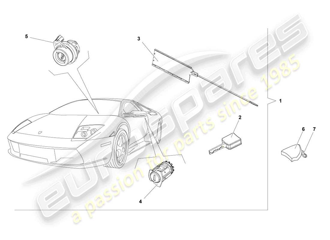 lamborghini murcielago roadster (2006) lock cylinders parts diagram