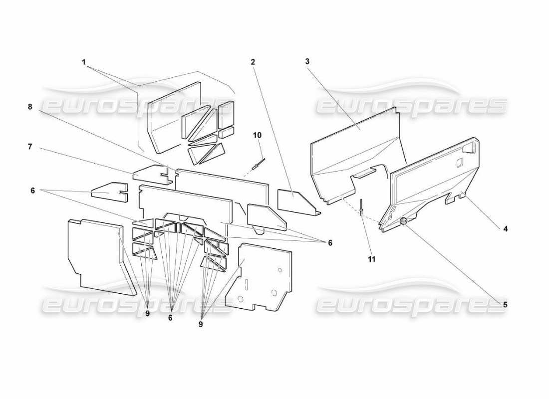 lamborghini murcielago lp670 insulations and soundproofing parts diagram