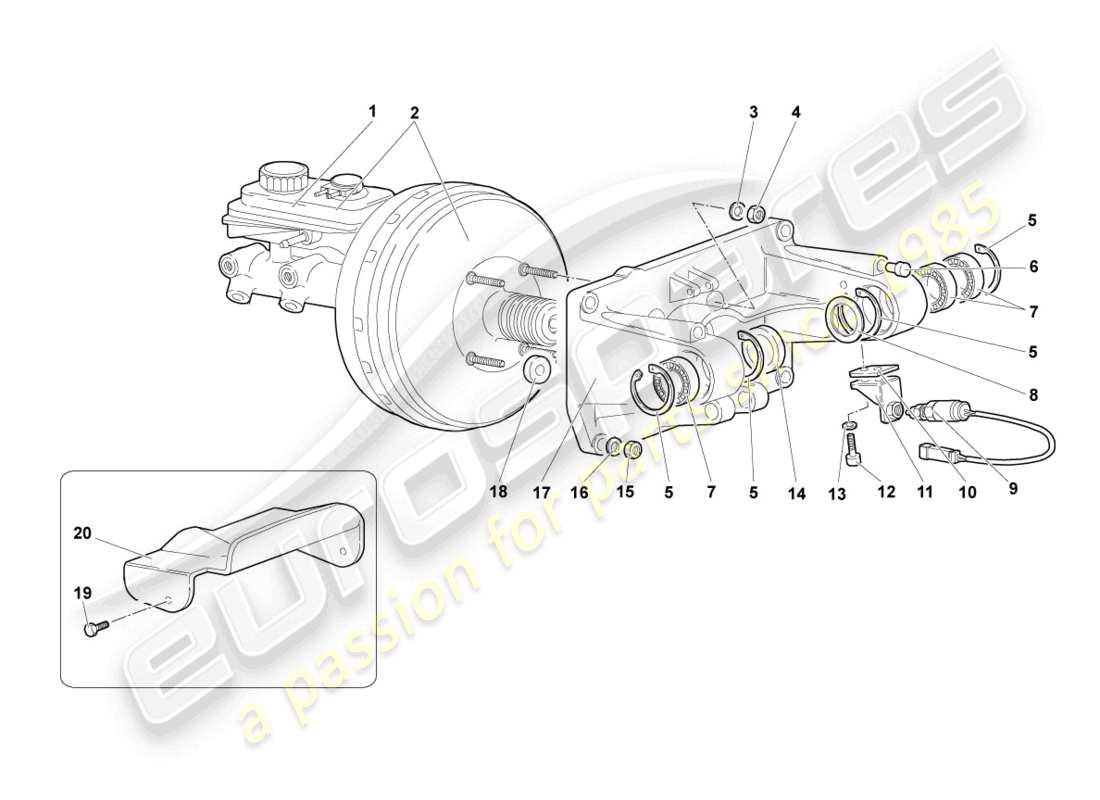 lamborghini murcielago coupe (2002) brake servo lhd parts diagram