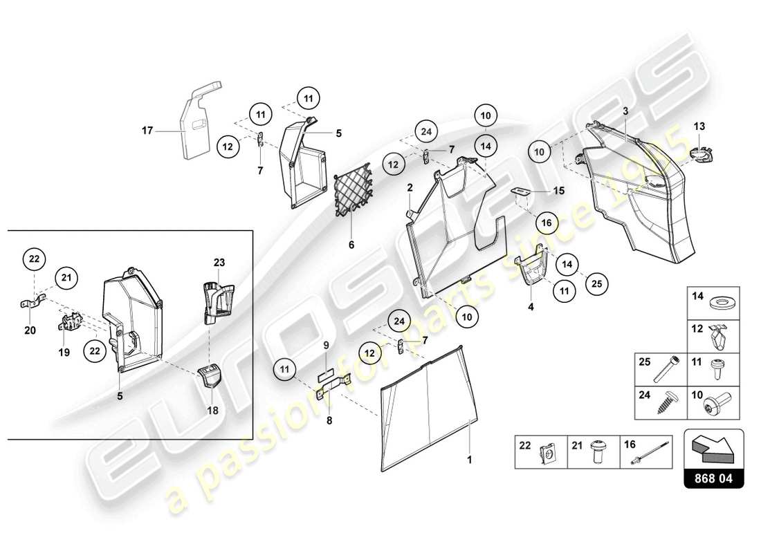 lamborghini lp770-4 svj roadster (2021) rear panel trim parts diagram