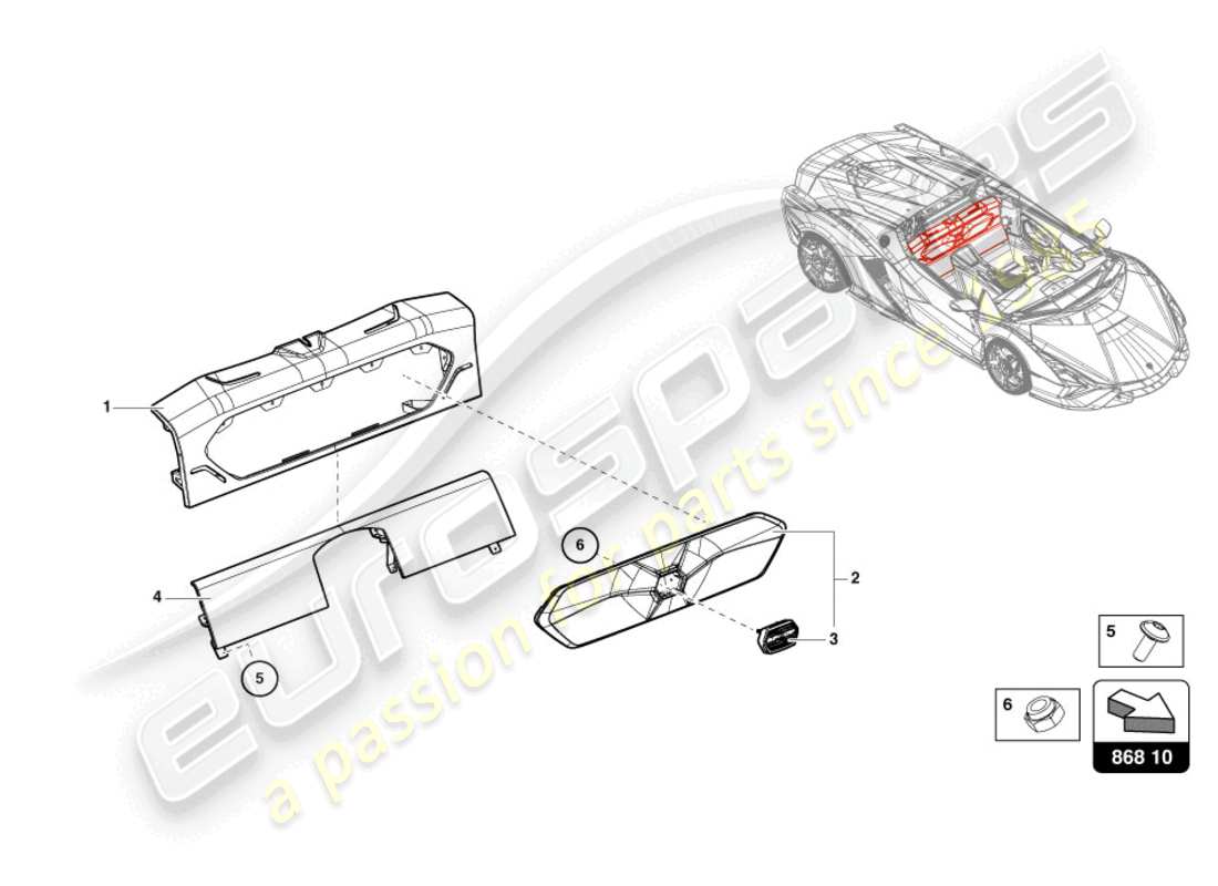 lamborghini sian (2020) rear panel trim parts diagram