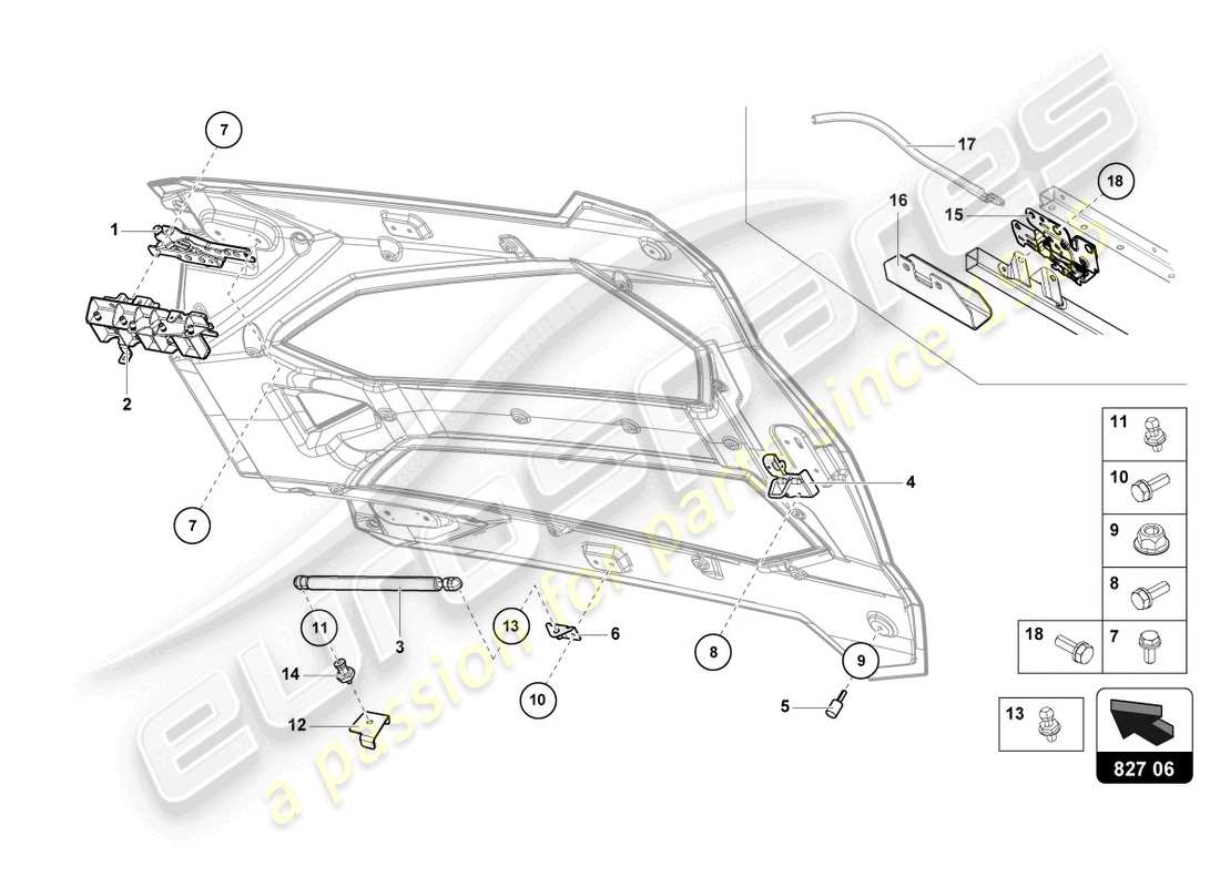 lamborghini lp750-4 sv roadster (2017) engine cover with insp. cover part diagram