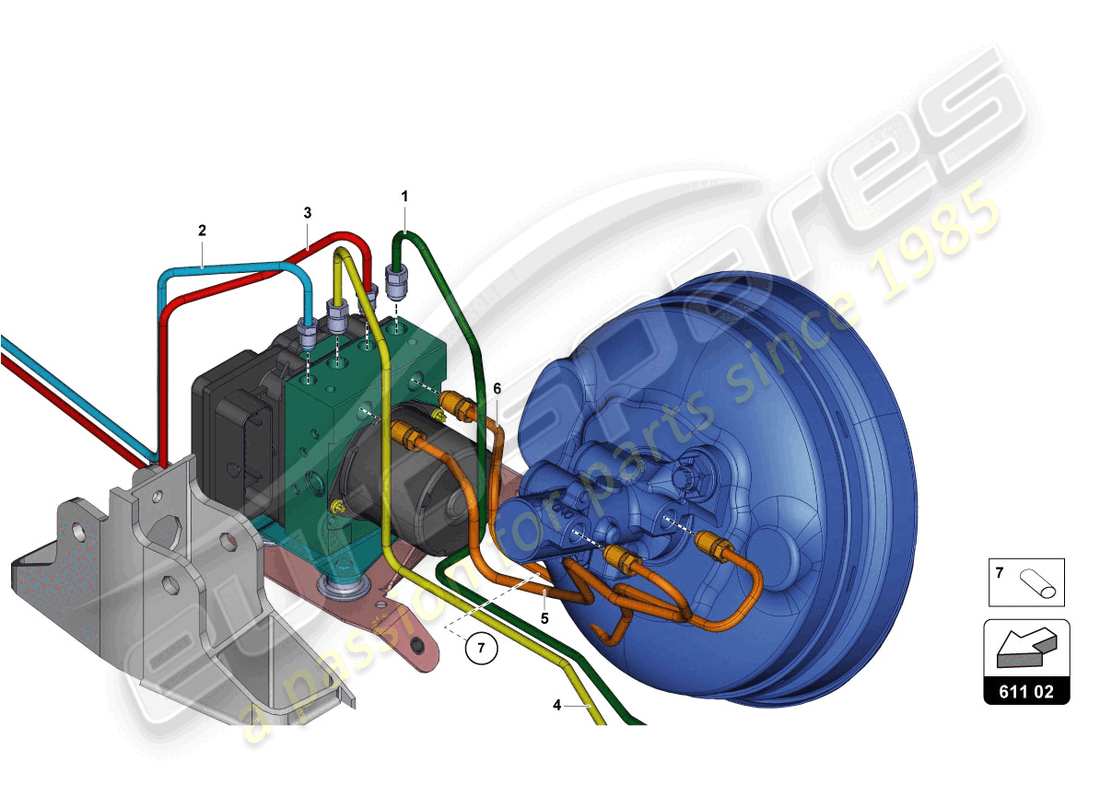 lamborghini lp770-4 svj coupe (2021) brake servo, pipes and vacuum system parts diagram