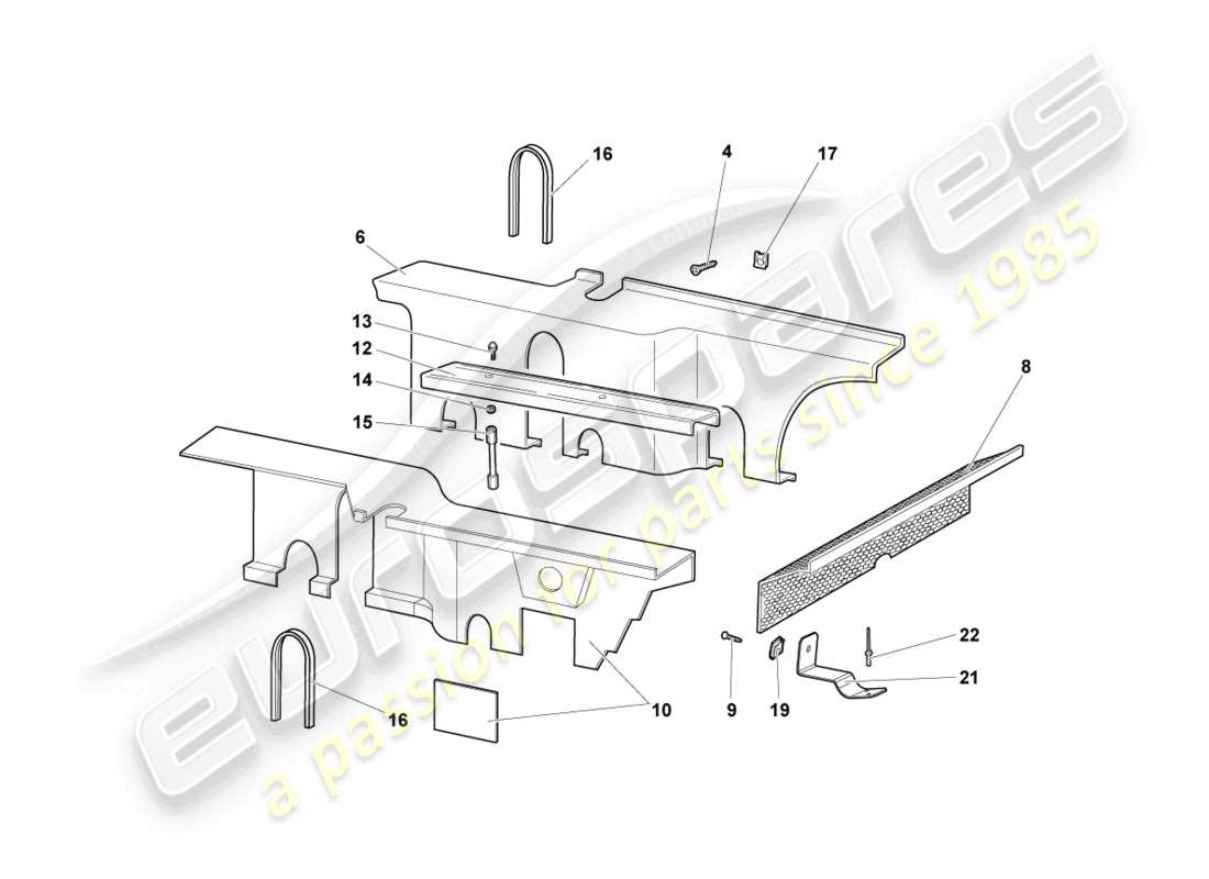 lamborghini murcielago roadster (2005) sound absorbers part diagram