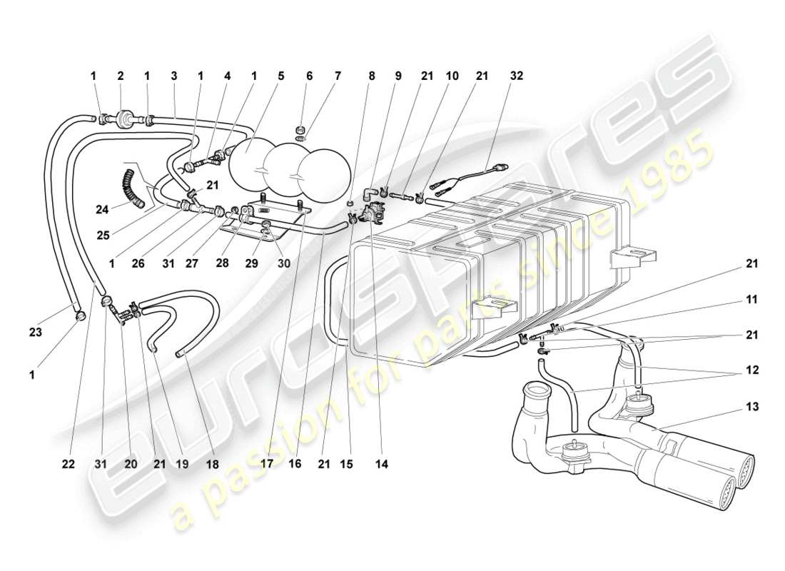 lamborghini murcielago roadster (2005) vacuum system parts diagram