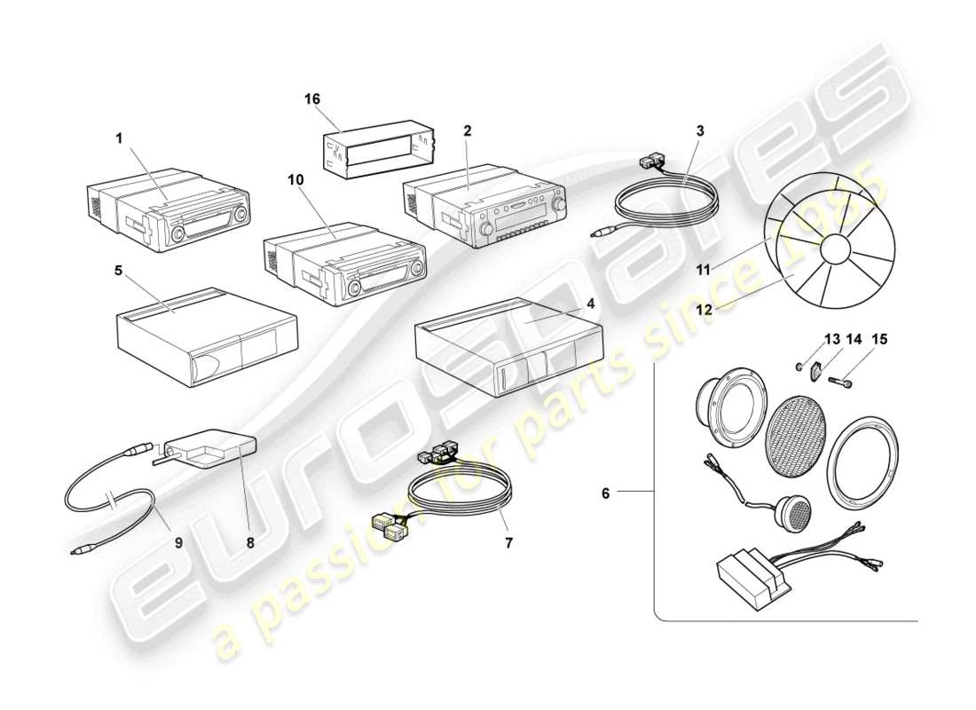 lamborghini murcielago coupe (2004) electrical parts for audio system part diagram