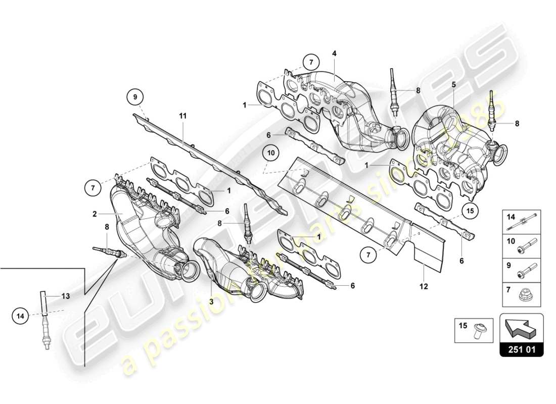 lamborghini lp750-4 sv roadster (2017) exhaust system part diagram