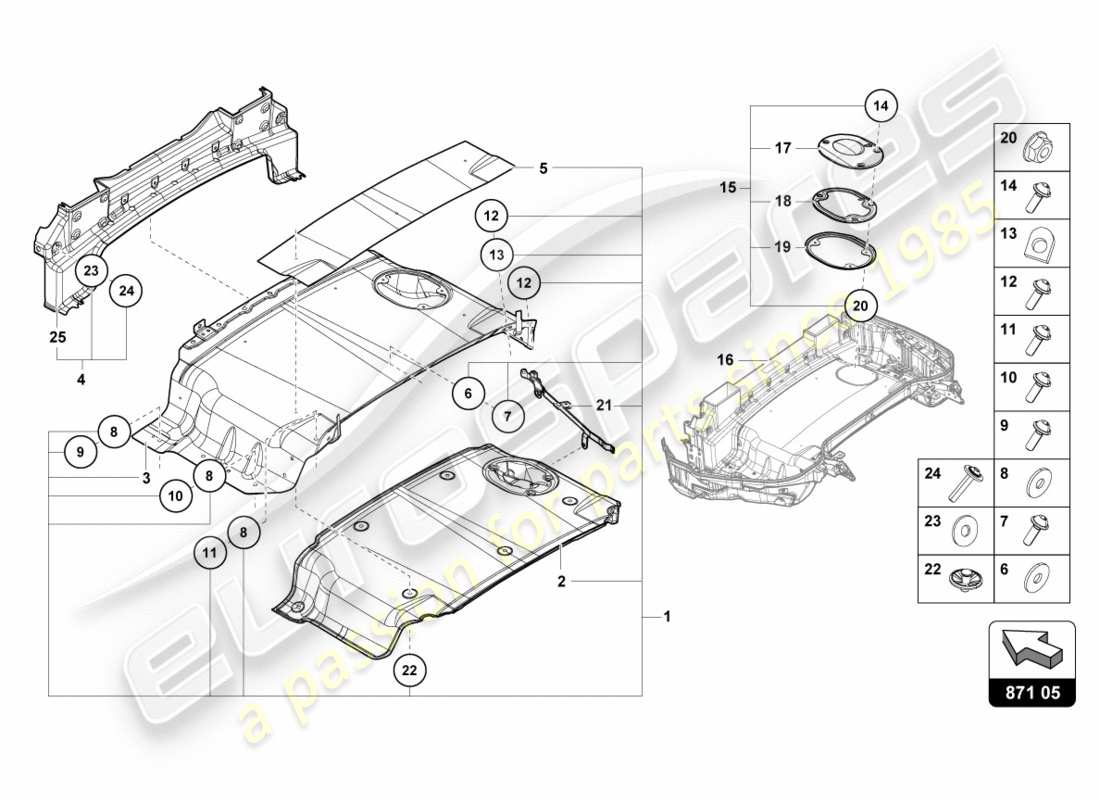 lamborghini lp610-4 spyder (2017) soft top box tray single parts parts diagram