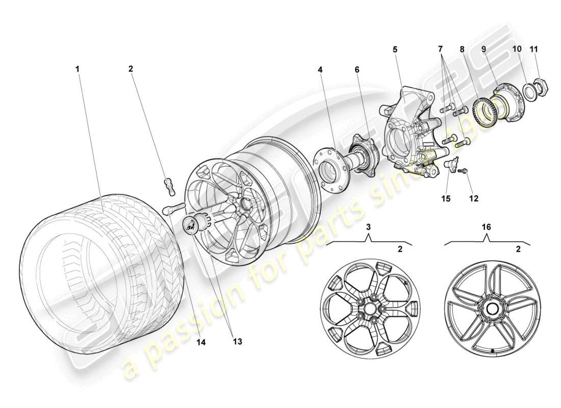 lamborghini murcielago coupe (2005) wheel bearing housing rear parts diagram