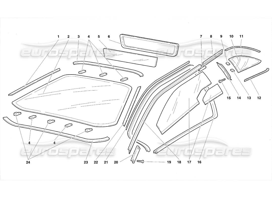 lamborghini diablo se30 (1995) windows part diagram