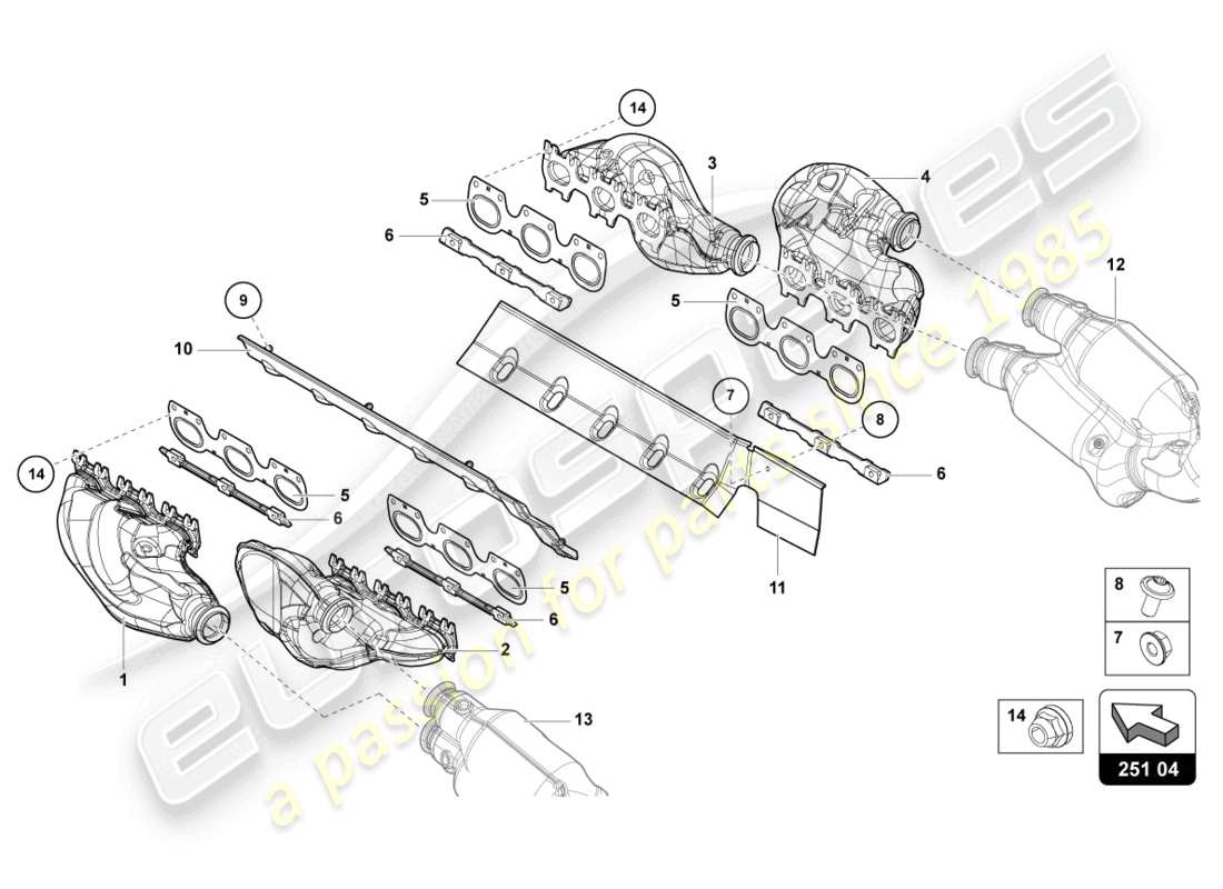 lamborghini sian (2020) exhaust system parts diagram