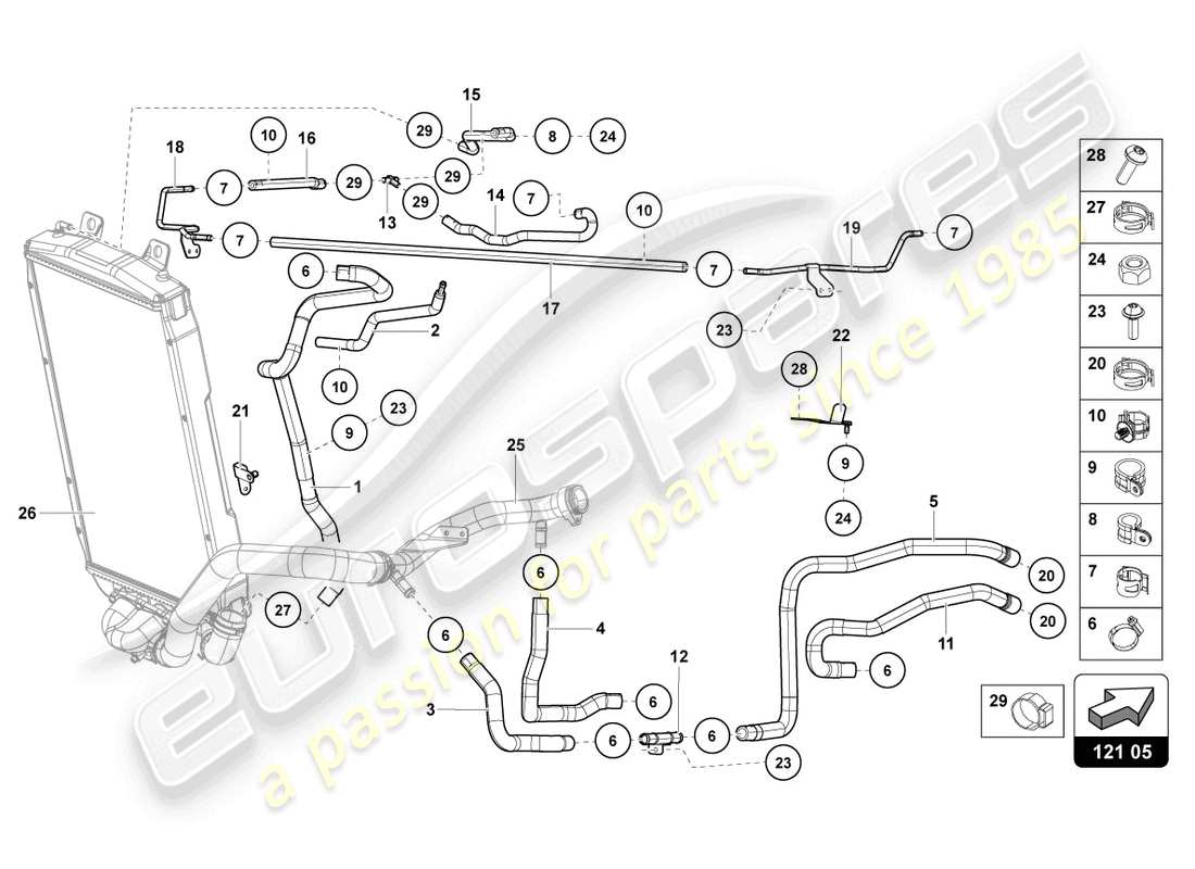 lamborghini lp750-4 sv coupe (2016) cooling system part diagram