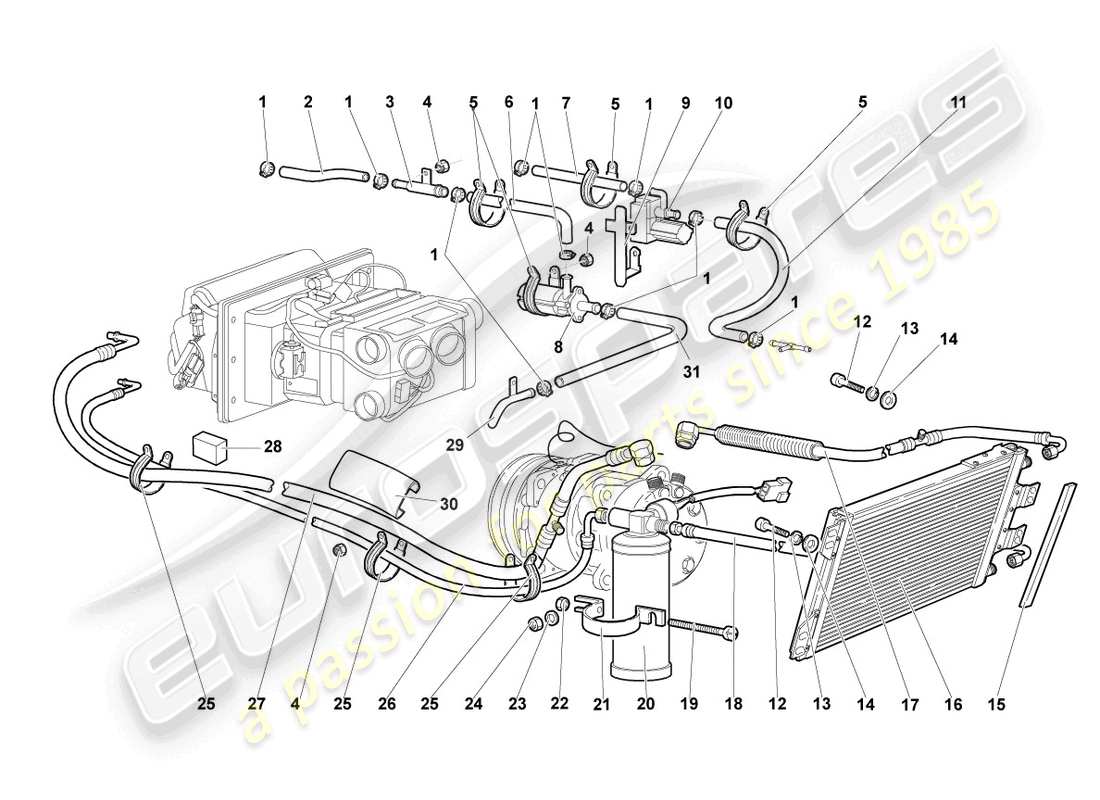 lamborghini murcielago coupe (2004) a/c condenser parts diagram
