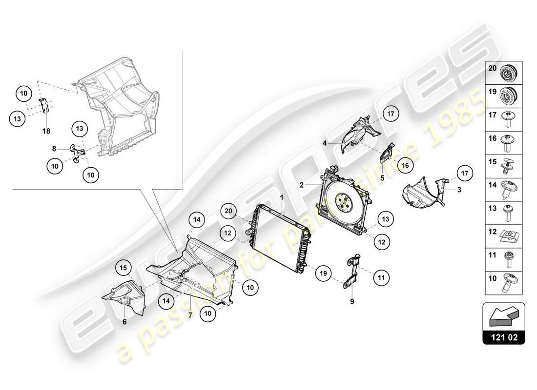 lamborghini lp610-4 coupe (2017) cooler for coolant parts diagram