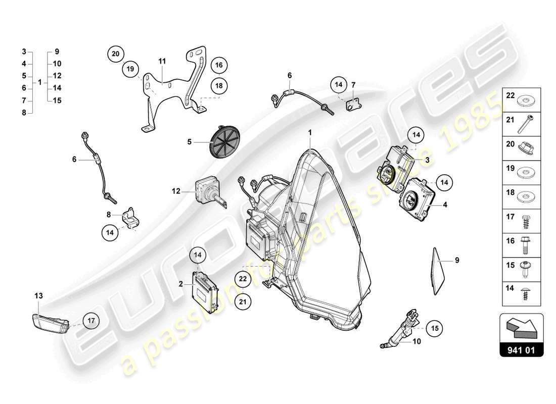 lamborghini lp770-4 svj roadster (2020) headlights parts diagram