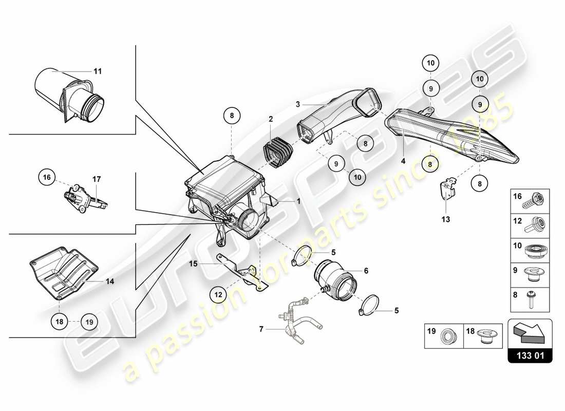 lamborghini lp580-2 coupe (2017) air filter housing part diagram