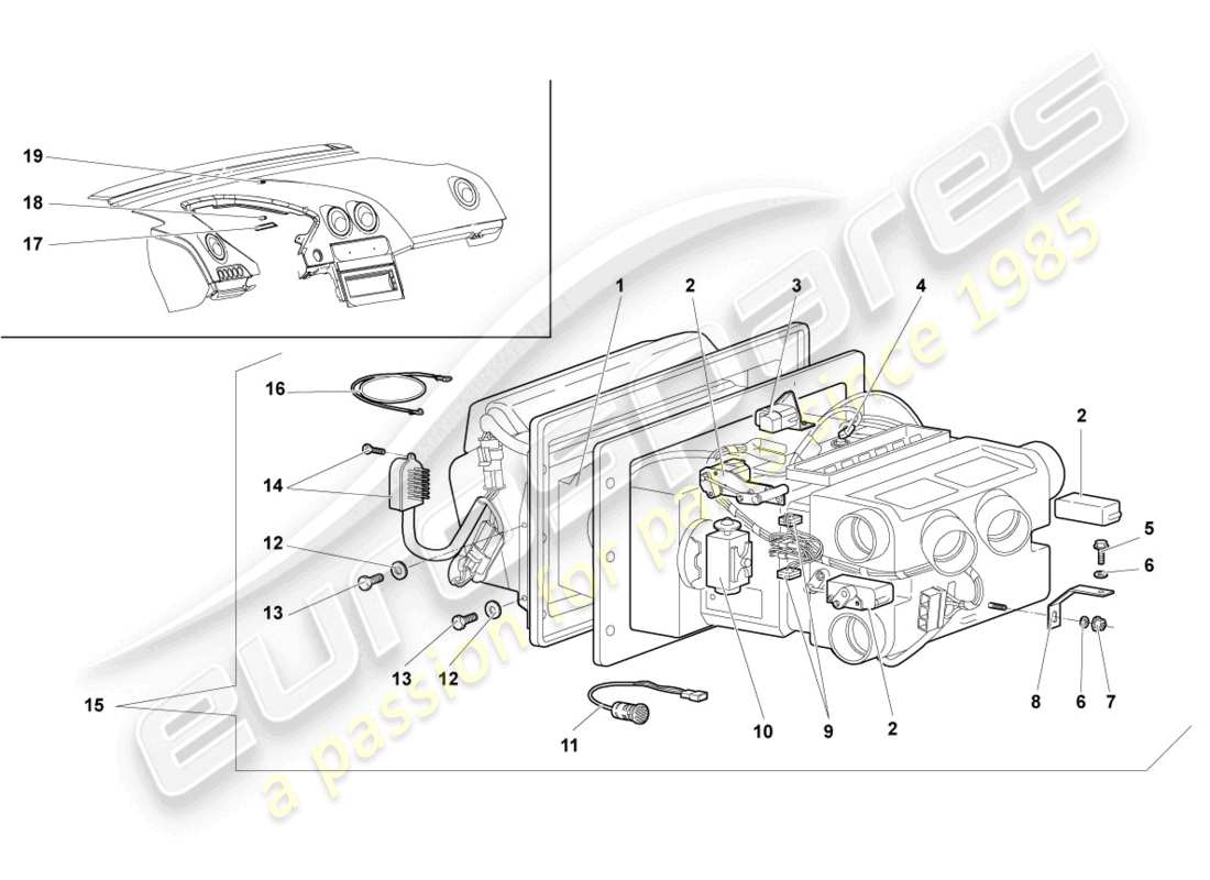 lamborghini murcielago coupe (2004) air conditioning lhd part diagram