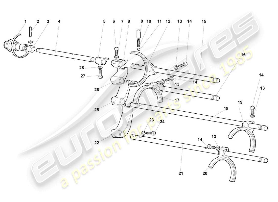 lamborghini murcielago coupe (2006) selector mechanism part diagram