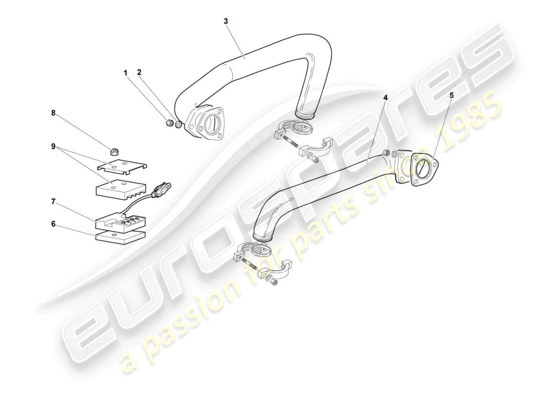 lamborghini murcielago coupe (2005) exhaust system parts diagram