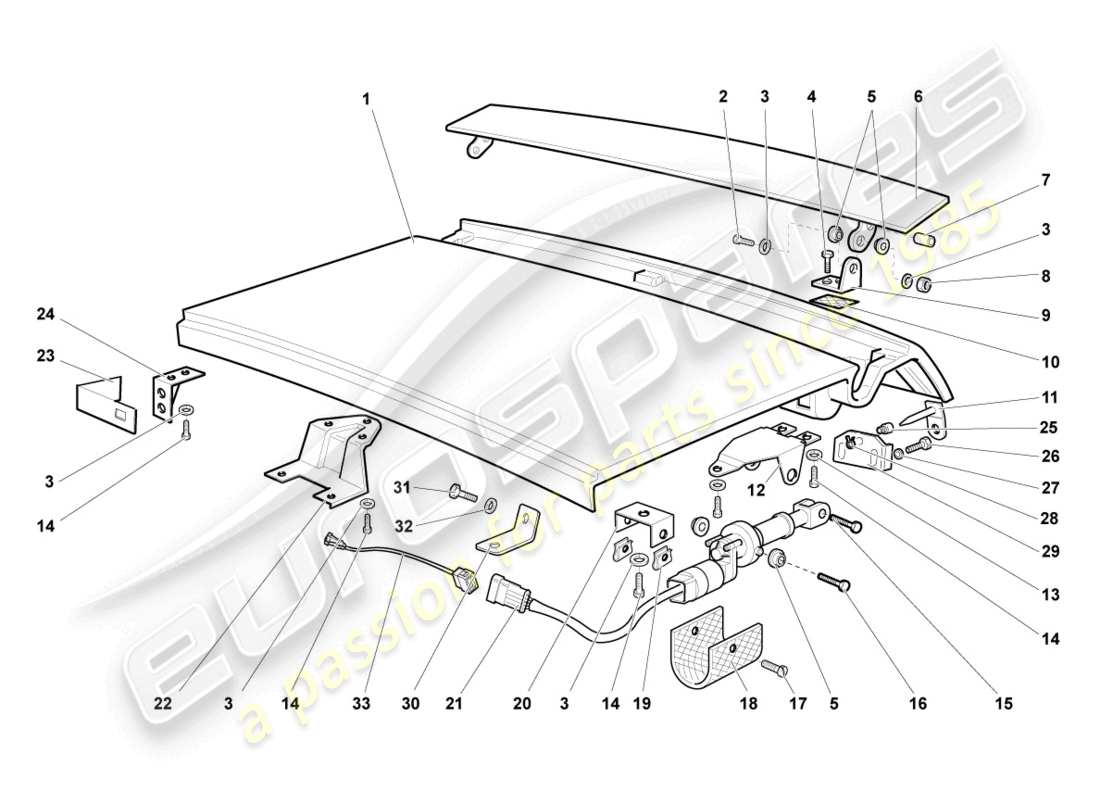 lamborghini murcielago coupe (2004) rear lid part diagram