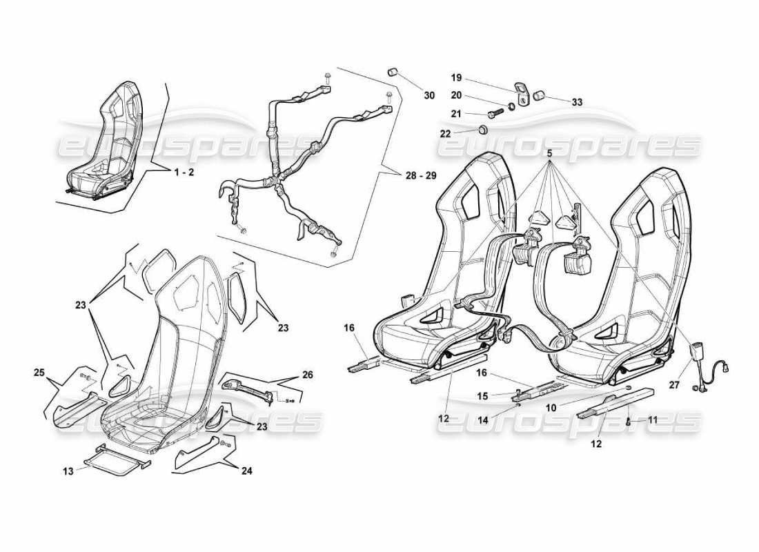 lamborghini murcielago lp670 sports seats parts diagram