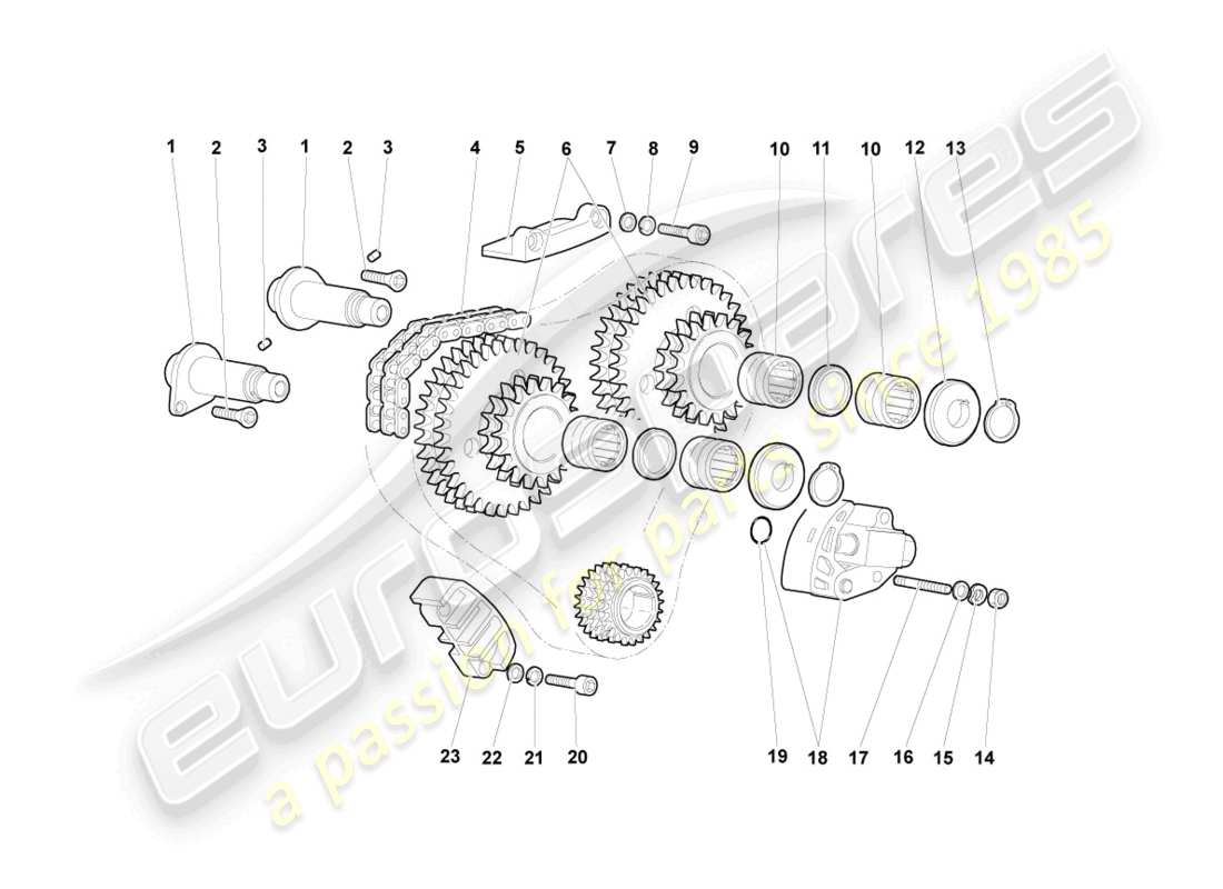 lamborghini murcielago coupe (2004) timing chain part diagram