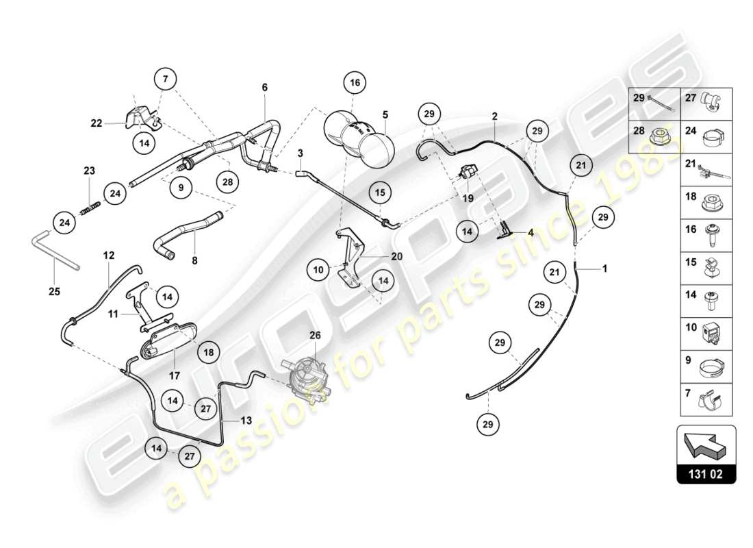 lamborghini sian (2020) vacuum system parts diagram