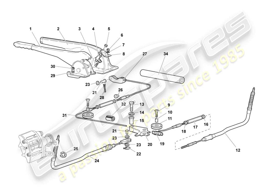 lamborghini murcielago coupe (2004) brake lever parts diagram
